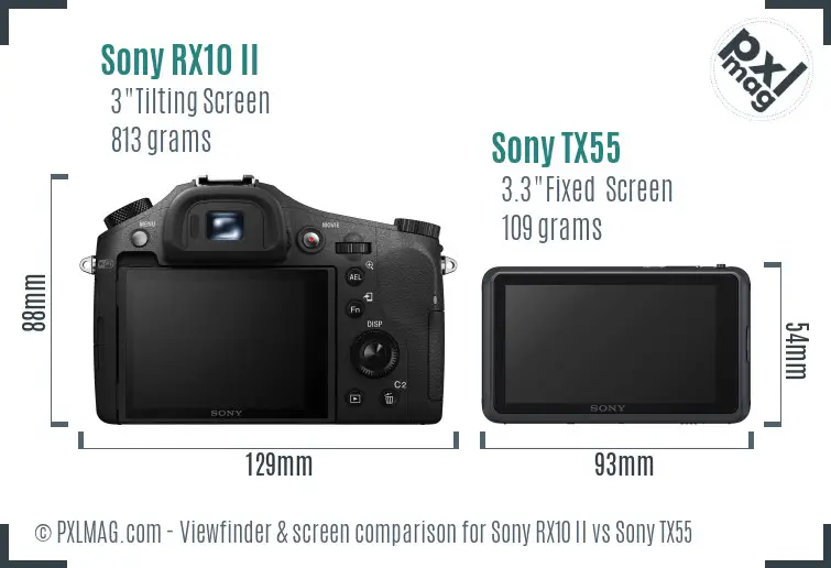 Sony RX10 II vs Sony TX55 Screen and Viewfinder comparison