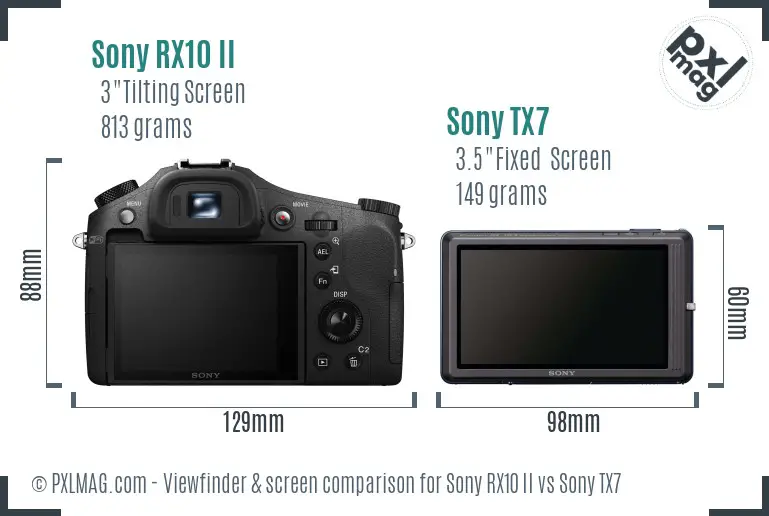 Sony RX10 II vs Sony TX7 Screen and Viewfinder comparison