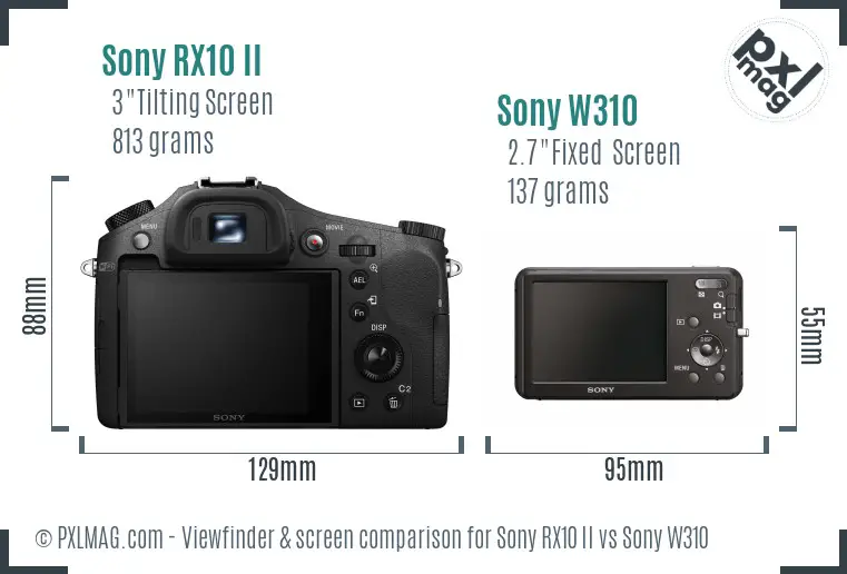 Sony RX10 II vs Sony W310 Screen and Viewfinder comparison