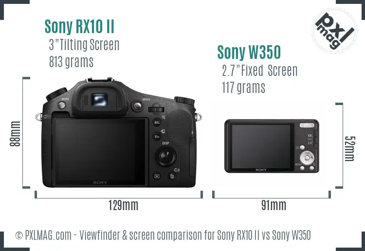 Sony RX10 II vs Sony W350 Screen and Viewfinder comparison