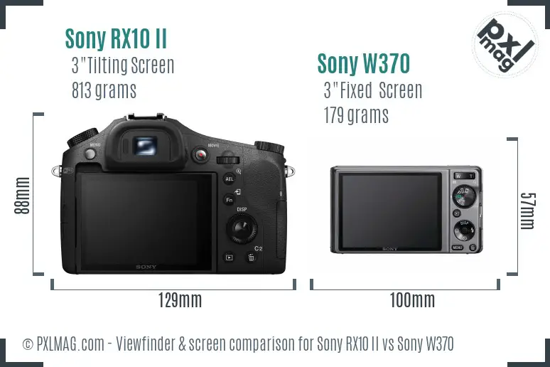 Sony RX10 II vs Sony W370 Screen and Viewfinder comparison