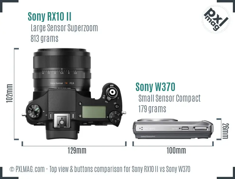 Sony RX10 II vs Sony W370 top view buttons comparison