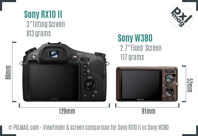 Sony RX10 II vs Sony W380 Screen and Viewfinder comparison