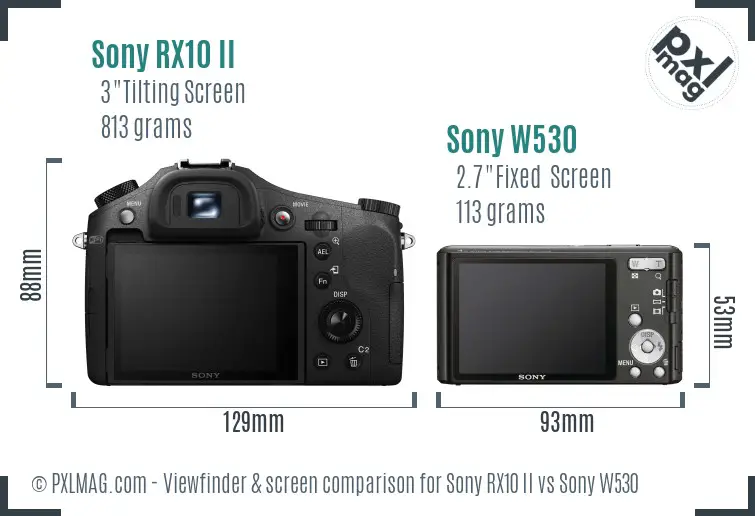 Sony RX10 II vs Sony W530 Screen and Viewfinder comparison