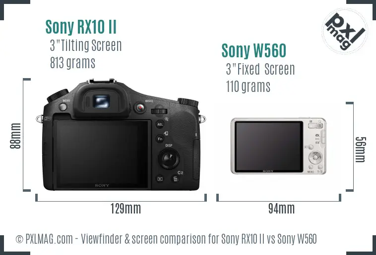 Sony RX10 II vs Sony W560 Screen and Viewfinder comparison