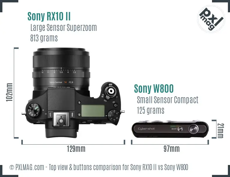 Sony RX10 II vs Sony W800 top view buttons comparison