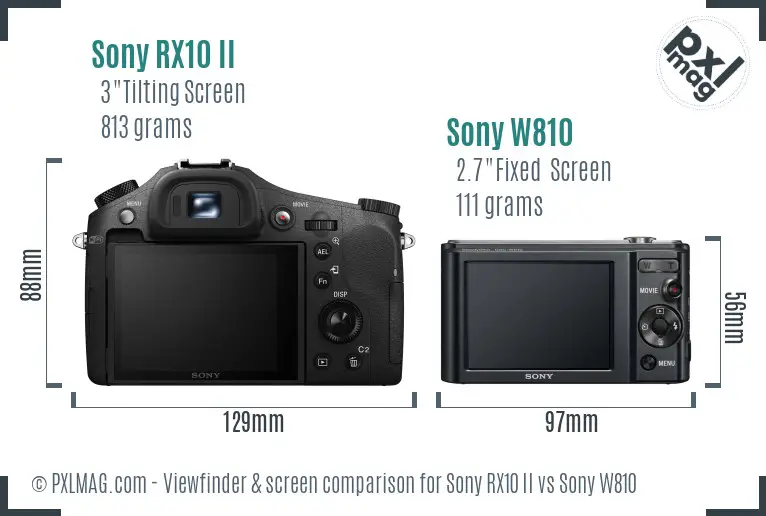 Sony RX10 II vs Sony W810 Screen and Viewfinder comparison