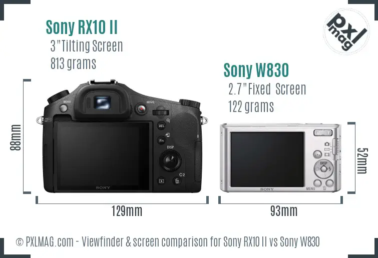 Sony RX10 II vs Sony W830 Screen and Viewfinder comparison