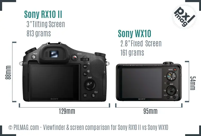 Sony RX10 II vs Sony WX10 Screen and Viewfinder comparison