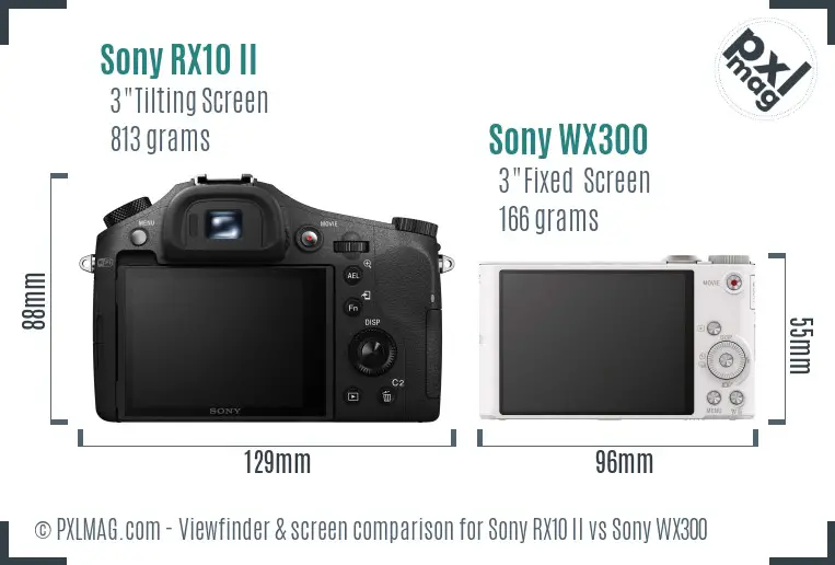 Sony RX10 II vs Sony WX300 Screen and Viewfinder comparison
