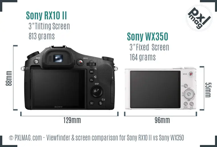 Sony RX10 II vs Sony WX350 Screen and Viewfinder comparison