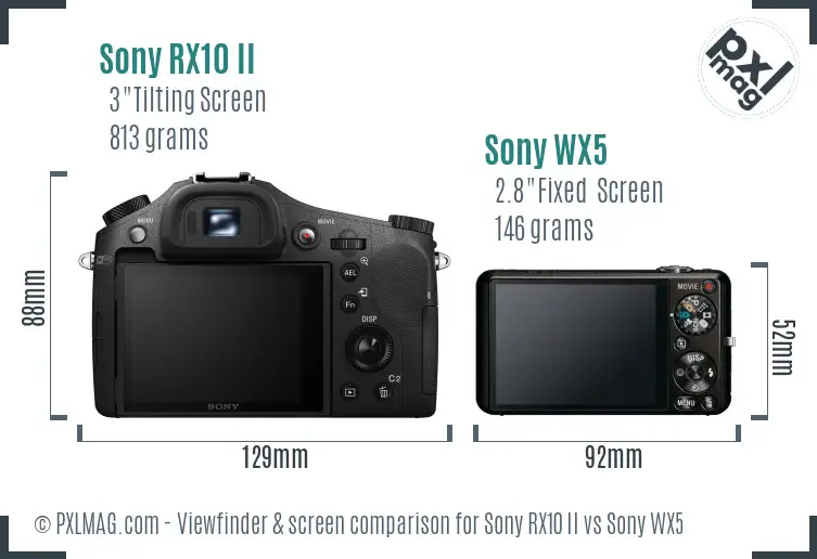 Sony RX10 II vs Sony WX5 Screen and Viewfinder comparison