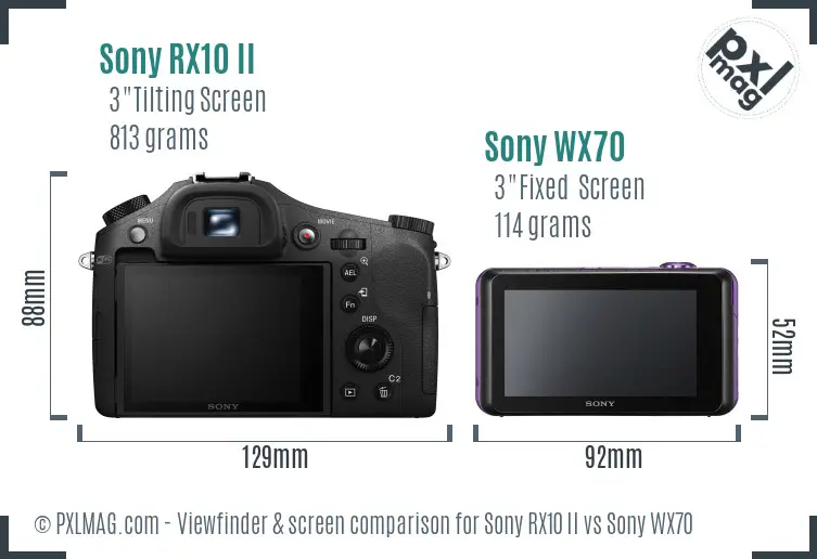 Sony RX10 II vs Sony WX70 Screen and Viewfinder comparison