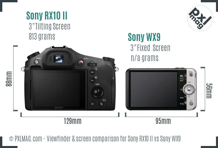 Sony RX10 II vs Sony WX9 Screen and Viewfinder comparison
