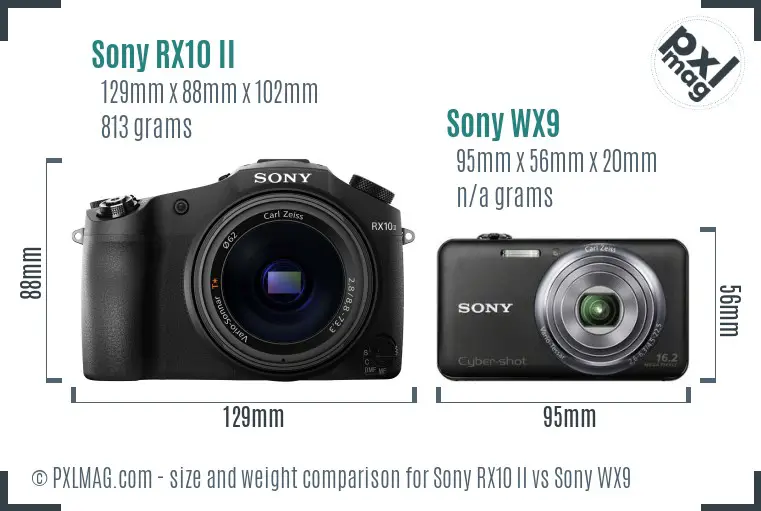 Sony RX10 II vs Sony WX9 size comparison