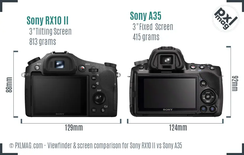 Sony RX10 II vs Sony A35 Screen and Viewfinder comparison