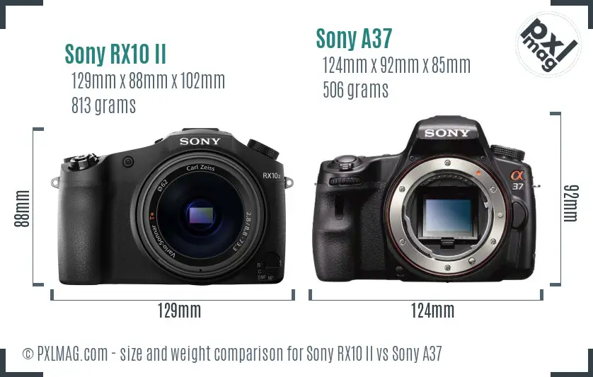 Sony RX10 II vs Sony A37 size comparison