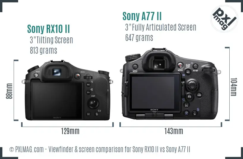 Sony RX10 II vs Sony A77 II Screen and Viewfinder comparison