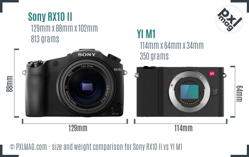 Sony RX10 II vs YI M1 size comparison