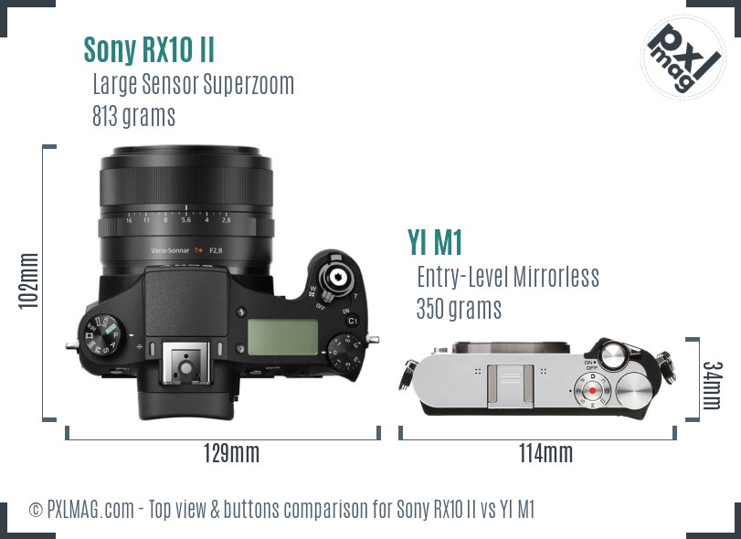 Sony RX10 II vs YI M1 top view buttons comparison