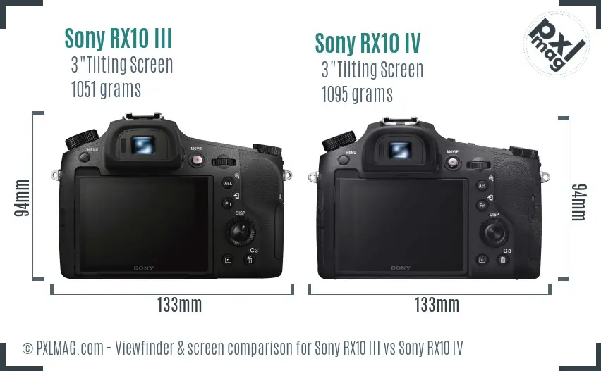 Sony RX10 III vs Sony RX10 IV Screen and Viewfinder comparison