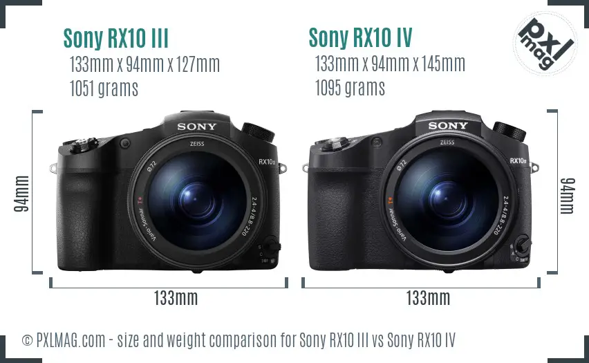 Sony RX10 III vs Sony RX10 IV size comparison