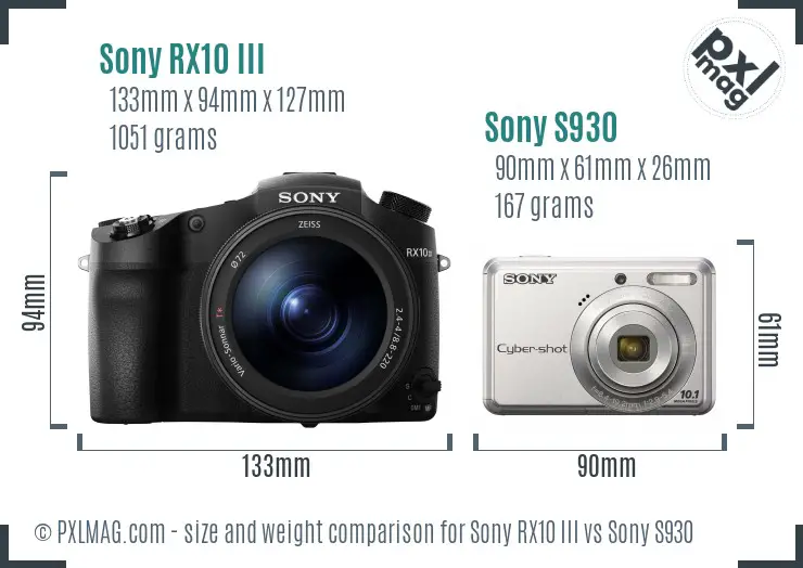 Sony RX10 III vs Sony S930 size comparison