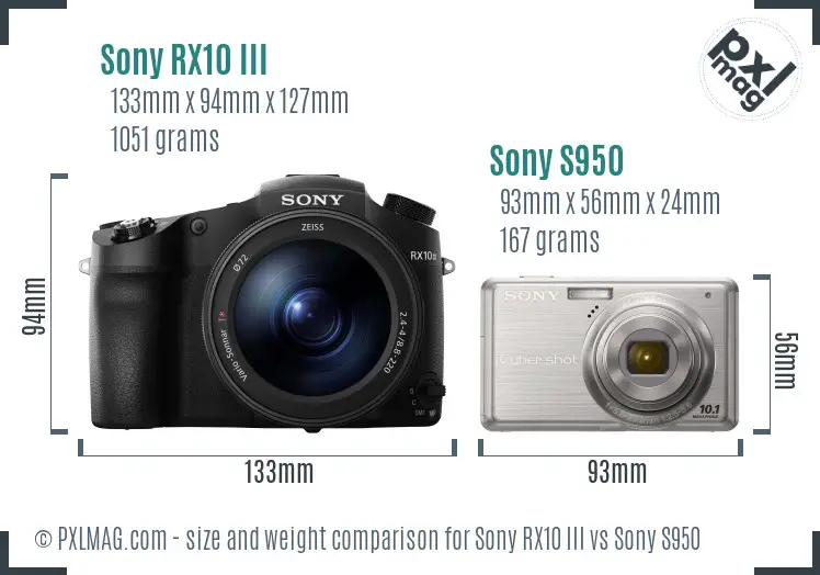 Sony RX10 III vs Sony S950 size comparison