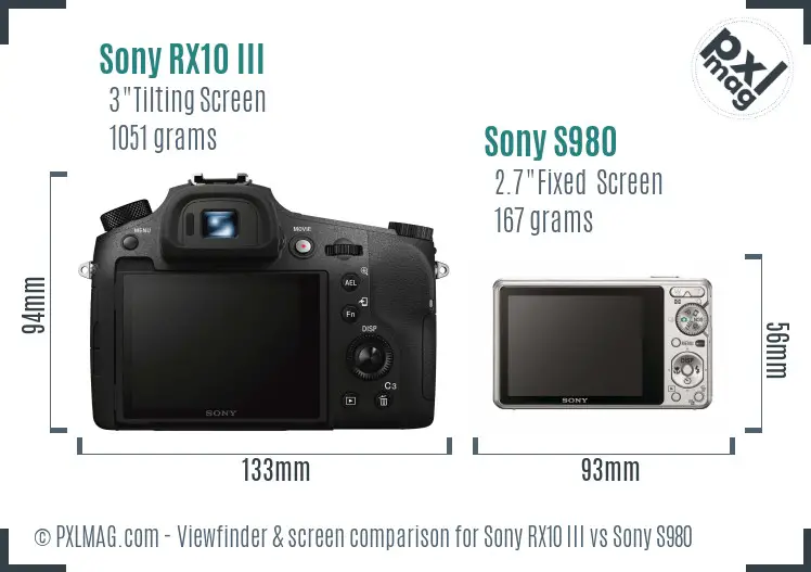 Sony RX10 III vs Sony S980 Screen and Viewfinder comparison