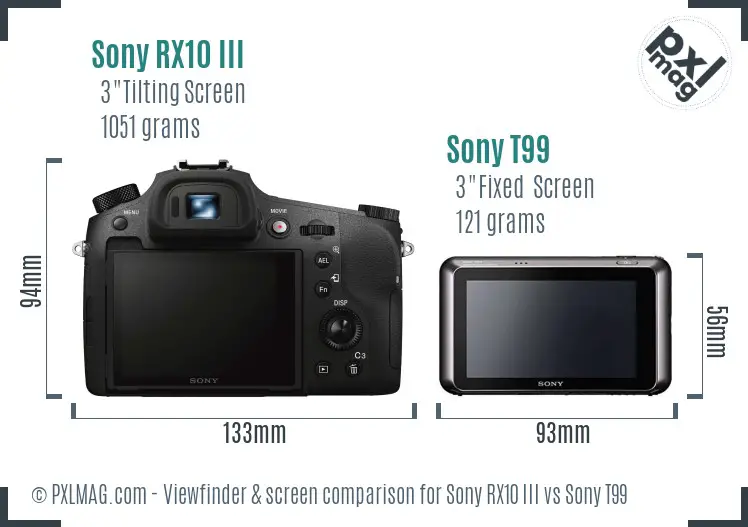 Sony RX10 III vs Sony T99 Screen and Viewfinder comparison
