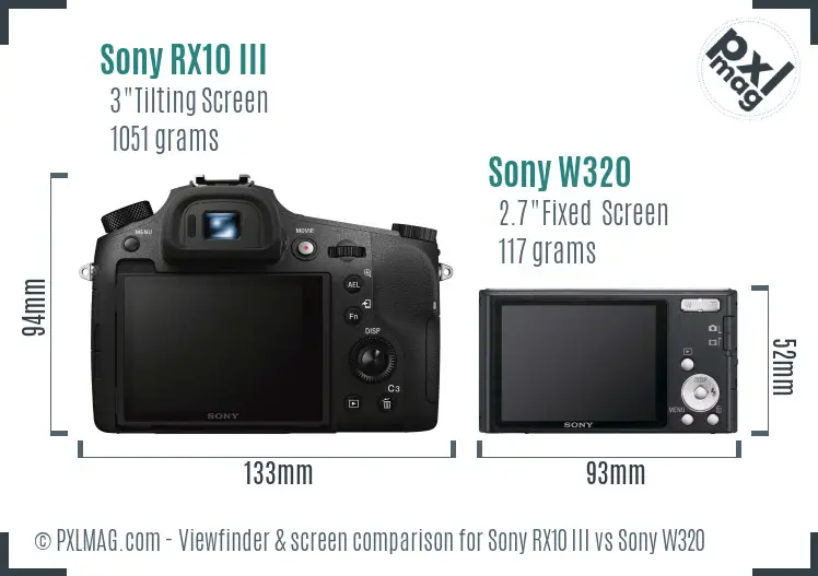 Sony RX10 III vs Sony W320 Screen and Viewfinder comparison