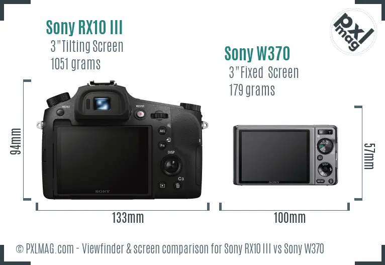 Sony RX10 III vs Sony W370 Screen and Viewfinder comparison