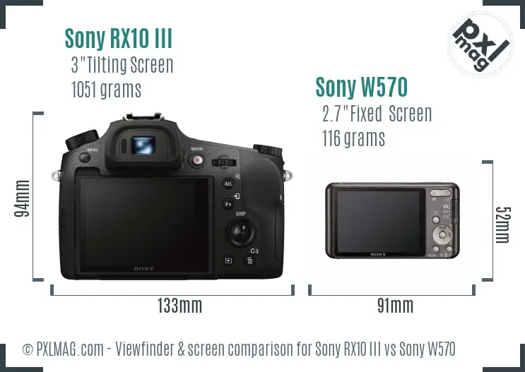 Sony RX10 III vs Sony W570 Screen and Viewfinder comparison