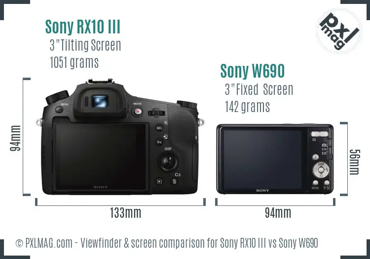 Sony RX10 III vs Sony W690 Screen and Viewfinder comparison