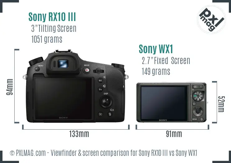 Sony RX10 III vs Sony WX1 Screen and Viewfinder comparison