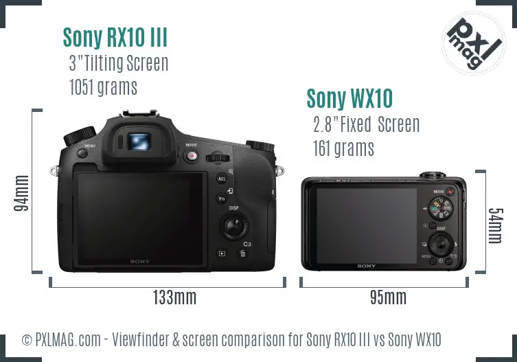 Sony RX10 III vs Sony WX10 Screen and Viewfinder comparison