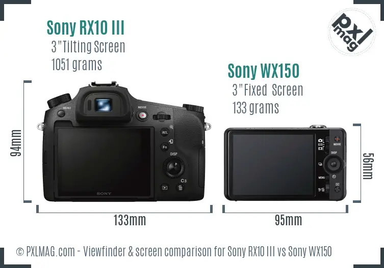 Sony RX10 III vs Sony WX150 Screen and Viewfinder comparison
