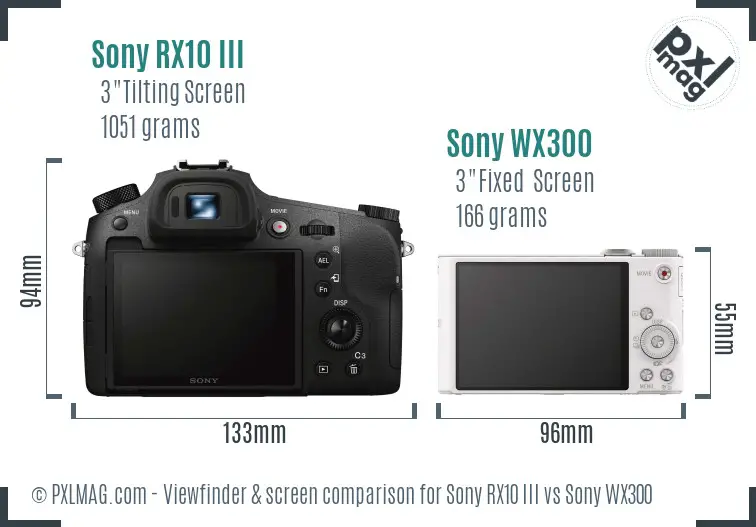 Sony RX10 III vs Sony WX300 Screen and Viewfinder comparison