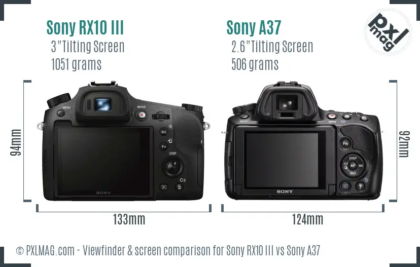 Sony RX10 III vs Sony A37 Screen and Viewfinder comparison
