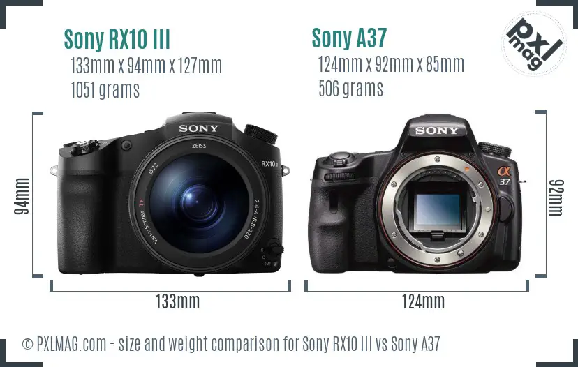 Sony RX10 III vs Sony A37 size comparison