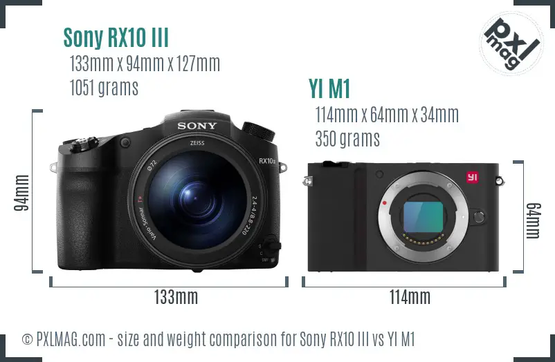 Sony RX10 III vs YI M1 size comparison