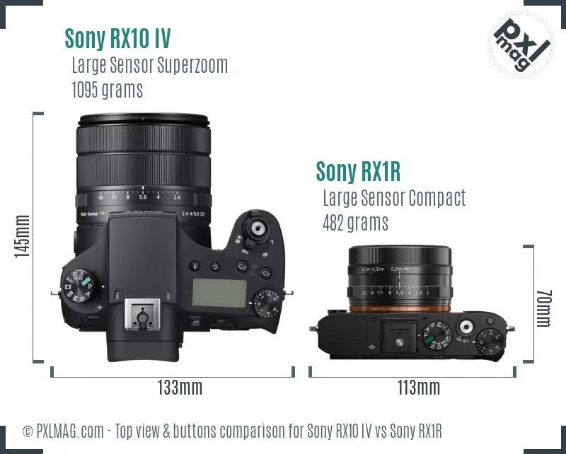 Sony RX10 IV vs Sony RX1R top view buttons comparison