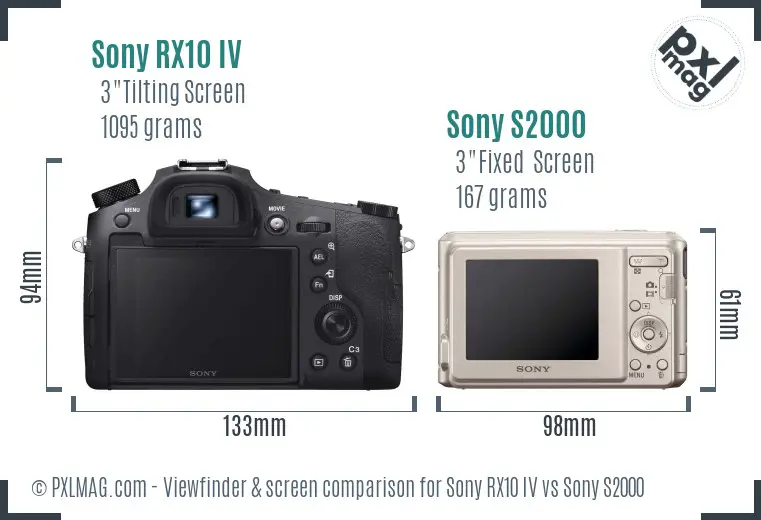 Sony RX10 IV vs Sony S2000 Screen and Viewfinder comparison