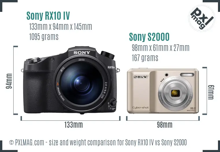 Sony RX10 IV vs Sony S2000 size comparison