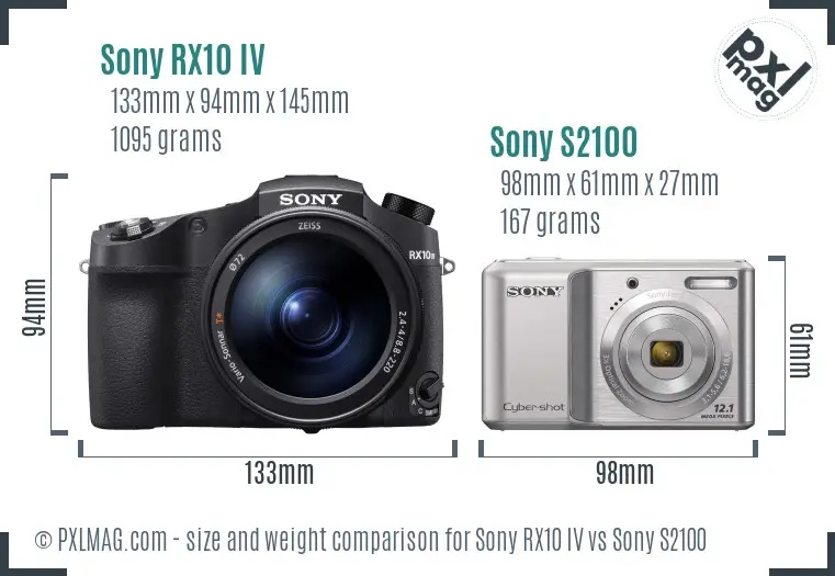 Sony RX10 IV vs Sony S2100 size comparison