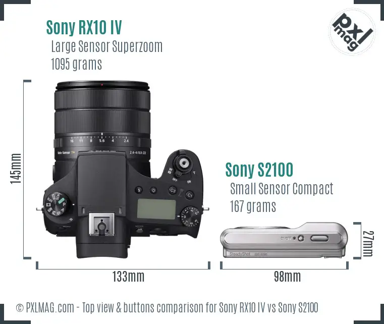 Sony RX10 IV vs Sony S2100 top view buttons comparison