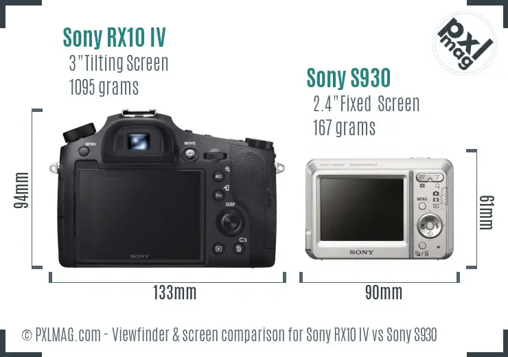 Sony RX10 IV vs Sony S930 Screen and Viewfinder comparison