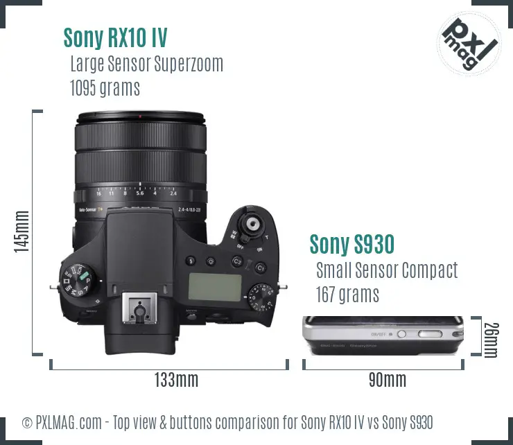 Sony RX10 IV vs Sony S930 top view buttons comparison