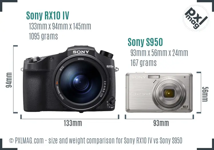 Sony RX10 IV vs Sony S950 size comparison