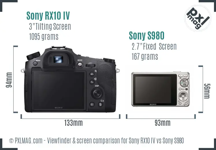 Sony RX10 IV vs Sony S980 Screen and Viewfinder comparison